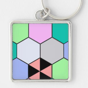 LLAVERO FORMAS DE HEXAGÓN COLORIDAS