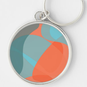 Llavero formas orgánicas onduladas de diseño, naranja, azu