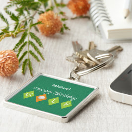 Llavero Formas para diamantes verdes de cumpleaños