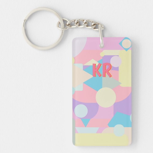 Llavero Formas Pastel Regulares en Collage Resumen (Frente)