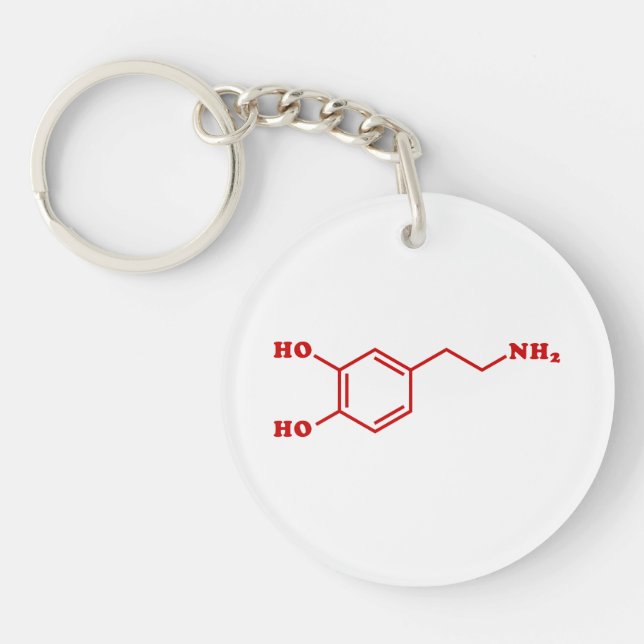 Llavero Fórmula química molecular de dopamina (Frente)