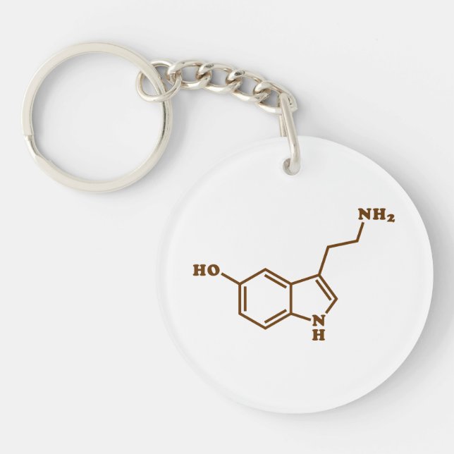 Llavero Fórmula química molecular de serotonina (Frente)