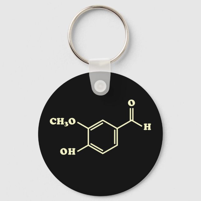 Llavero Fórmula química molecular de vainilla (Anverso)