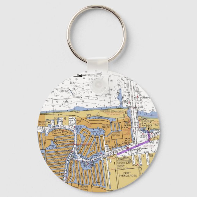 Llavero Fort Lauderdale, Florida Nautical Chart Keychain (Anverso)