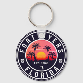 Llavero Fort Myers Beach Florida Souvenirs Retro Sunset