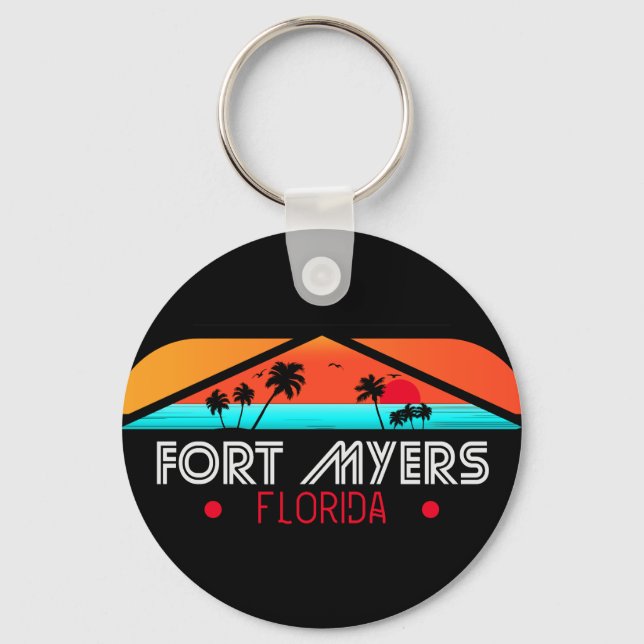 Llavero Fort Myers Beach Retro - Florida Retro Sunset (Anverso)