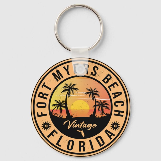 Llavero Fort Myers Beach Retro - Florida Retro Sunset (Anverso)