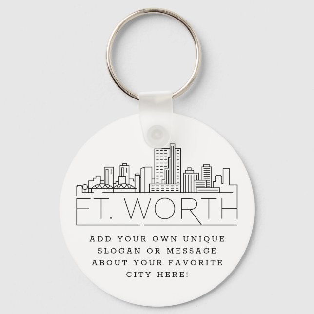 Llavero Fort Worth, Texas Stylized Skyline | Lema Personal (Anverso)
