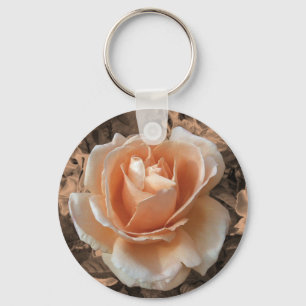 Llavero Foto artística de rosa naranja crema