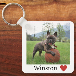 Llavero Foto chica y nombre perro Bulldog francés
