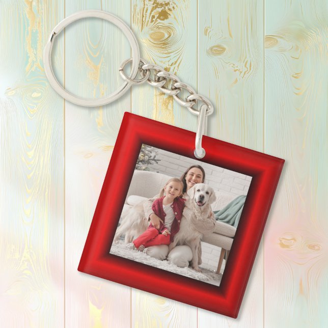 Llavero Foto con borde rojo (Red Border Keychain)