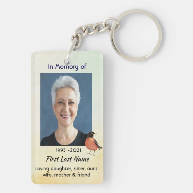 Llavero Foto conmemorativa cristiana Robin Garden Bird (Atrás)