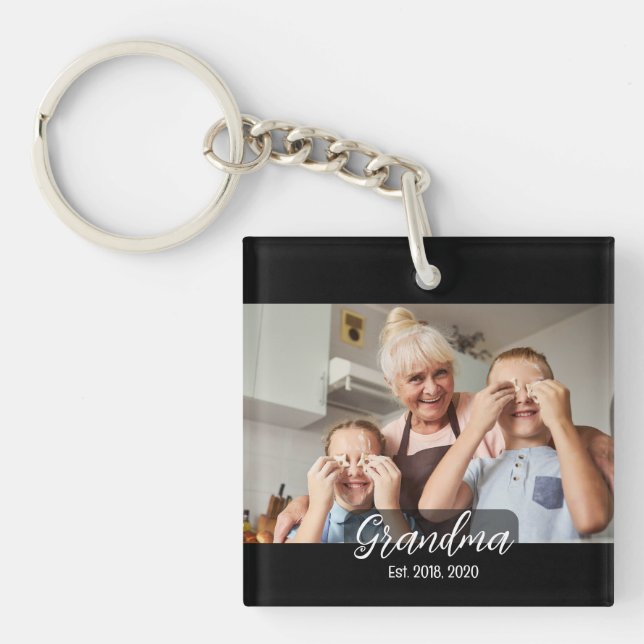 Llavero Foto de abuela Est. guión blanco (Frente)