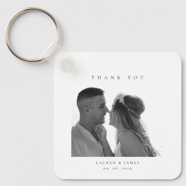 Llavero Foto de agradecimiento de boda personalizada (Anverso)