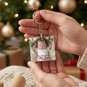 Llavero Foto de bebé primera Navidad Personalizar