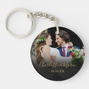 Llavero Foto de boda favorita letra elegante