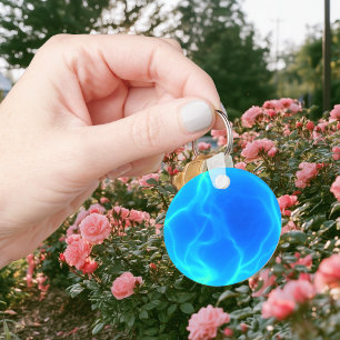 Llavero Foto de Bola de Plasma Azul Acuático