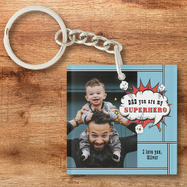 Llavero Foto de burbuja del discurso cómico del superhéroe