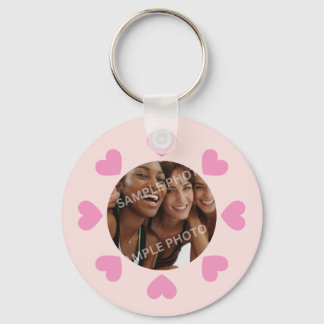 Llavero Foto de corazón rosa personalizable