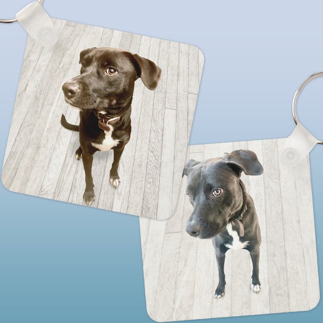 Llavero Foto de dos mascotas (Two photo double sided dog or pet keyring keychain)