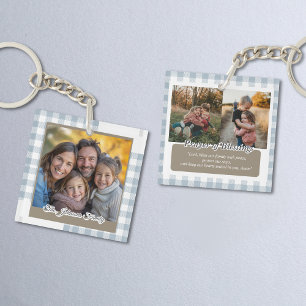Llavero Foto de familia personalizada azul polvoriento mod