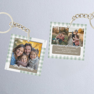 Llavero Foto de familia personalizada en verde salvia mode