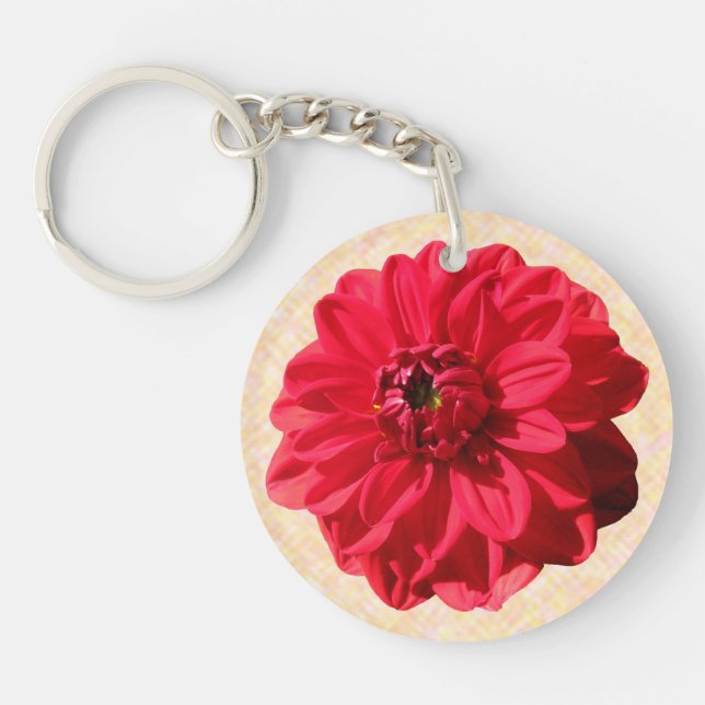 Llavero Foto de Flor Roja Dahlia (Frente)