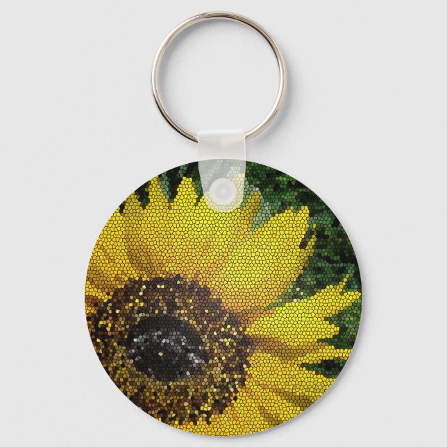 Llavero Foto de girasol Mosaico Flor Amarilla brillante (Anverso)