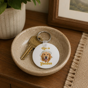 Llavero Foto de Golden Retriever La vida es dorada