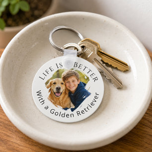 Llavero Foto de Golden Retriever La vida es mejor