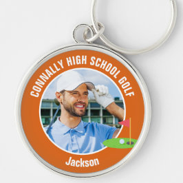 Llavero Foto de golfista naranja Equipo de golf de escuela