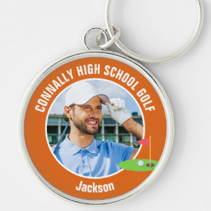 Llavero Foto de golfista naranja Equipo de golf de escuela