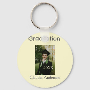 Llavero foto de graduación año de clase amarillo gris past