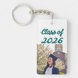 Llavero Foto de graduación con guión verde de la clase de 