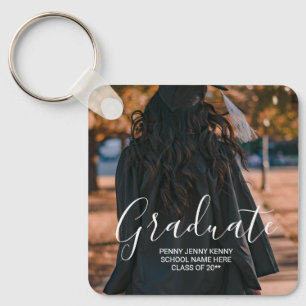 Llavero Foto de graduación personalizada con letra moderna