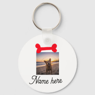 Llavero Foto de hueso de perro rojo regalos sencillos para