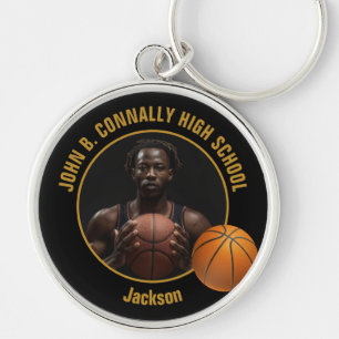 Llavero Foto de jugador de baloncesto de instituto Black G