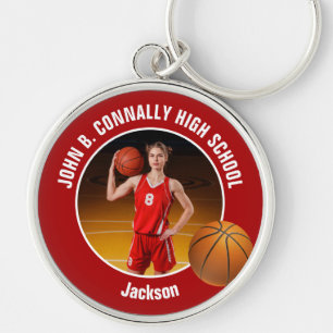 Llavero Foto de jugador de baloncesto rojo Espíritu de esc