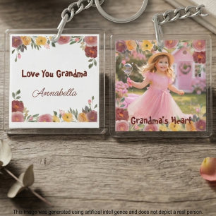 Llavero Foto de la Abuela Floral – Regalo Recuerdo