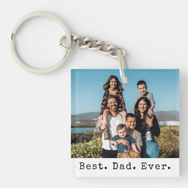 Llavero Foto de la familia Best Dad Ever Personalizada (Frente)