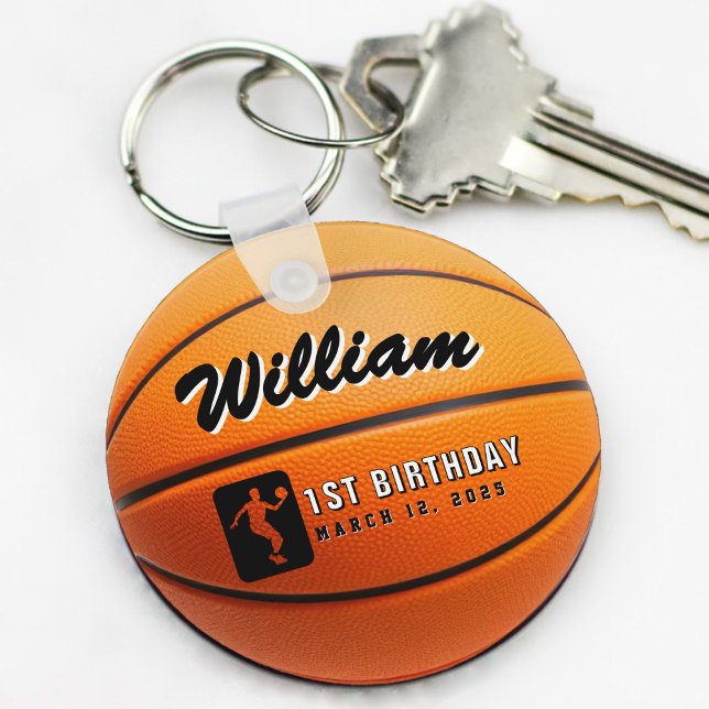 Llavero Foto de la fiesta de cumpleaños del baloncesto (basketball birthday party keychain with photo)