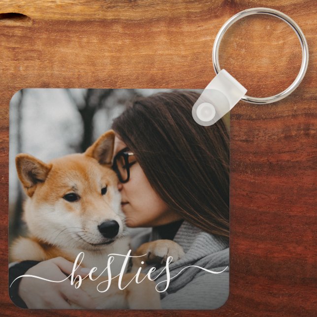 Llavero Foto de la mamá y el perro mejores amigos (Reverso )
