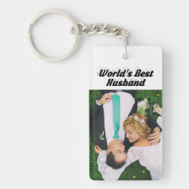 Llavero Foto de marido con texto negro