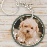 Llavero Foto de Mascota de la familia de Cute Paws moderno<br><div class="desc">Este diseño sencillo y clásico está compuesto por una tipografía sans serif y añada una foto personalizado de su mascota.</div>