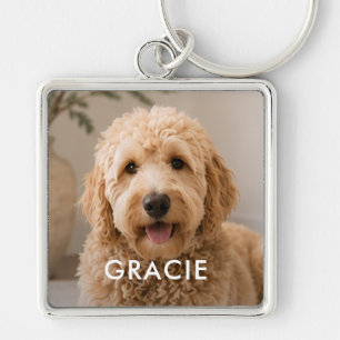 Llavero Foto de mascota moderna simple personalizada