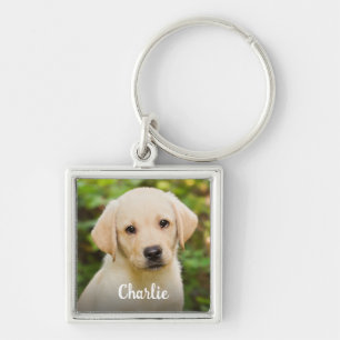 Llavero Foto de mascota personalizada con nombre simple pa