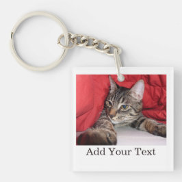 Llavero Foto de mascota personalizada con texto divertido