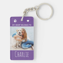 Llavero Foto de Perro Mom Purple