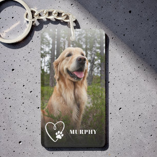 Llavero Foto de perro personalizada con pata de corazón li