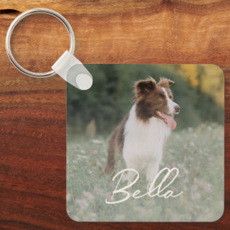 Llavero Foto de perro personalizada minimalista